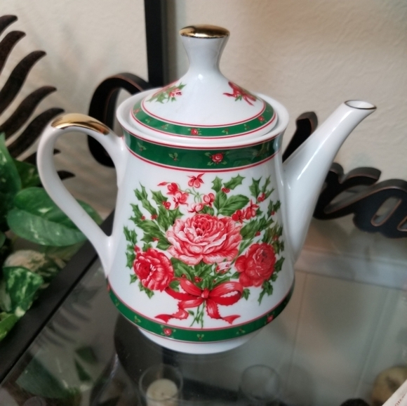 Teapot Christmas Rose By Lefton China 1990 - Picture 3 of 6